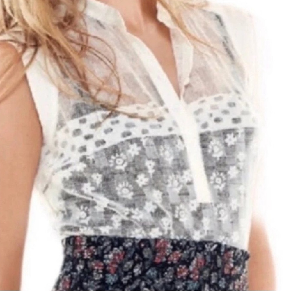 Cabi White Lace Prudence Sleeveless Top #5201 S